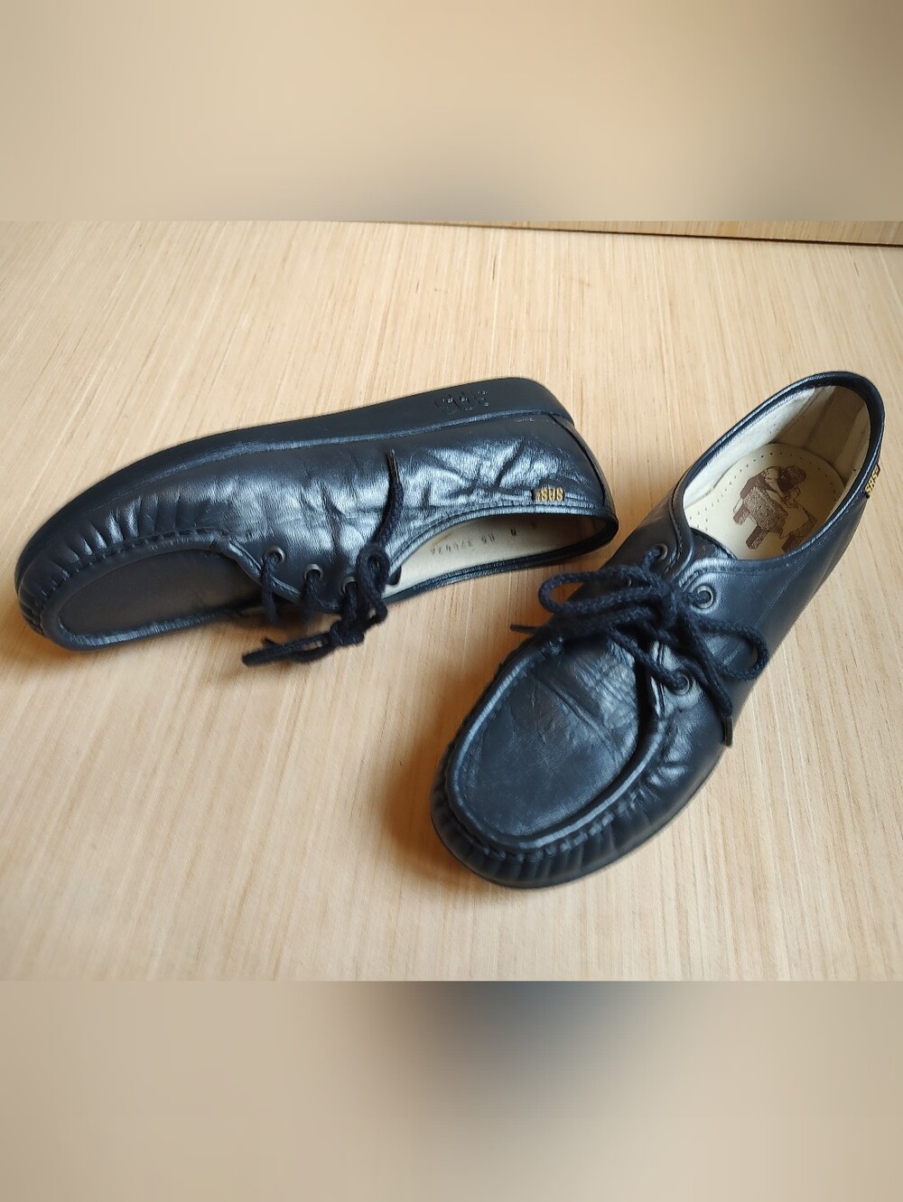 SAS Siesta Lace Up Loafers Moccasins Navy Leather Flats Navy Blue Sneakers 8 N